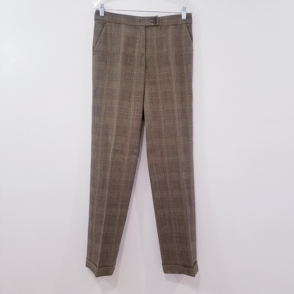 ETRO Plaid Hounds tooth Print Mid Rise Trouser Folded Hem